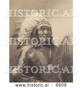 Historical Photo of Sioux Indian Man Named He Dog 1900 - Sepia by Al