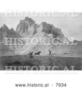 Historical Photo of Sioux Indians Entering the Bad Lands 1905 - Black and White by Al