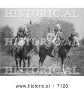 Historical Photo of Sioux Indians on Horses 1899 - Black and White by Al