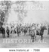 Historical Photo of Sioux Indians on Horses 1900 - Black and White by Al