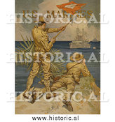 Historical Photo of Soldiers Using Signal Flags - Vintage Military War Poster 1917 by Al