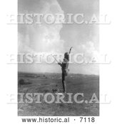 December 13th, 2013: Historical Photo of Teton Sioux Indian During Vision Cry Ceremony 1907 - Black and White by Al