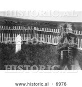 Historical Photo of the Ghost of Sitting Bull at His Grave 1906 - Black and White by Al