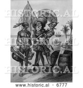 Historical Photo of the Landing of Columbus 1492 - Black and White by Al