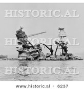 Historical Photo of the Ruins of the USS Arizona Battleship - Black and White Version by Al