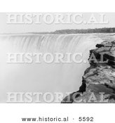 Historical Photo of the Top of Horseshoe Falls, Niagara Falls - Black and White Version by Al