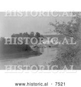 Historical Photo of Tipis and Horses near River 1908 - Black and White by Al