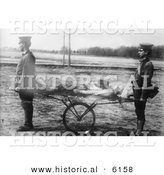 Historical Photo of US Army Soldiers Transporting Injured Person with a Field Ambulance - Black and White Version by Al