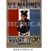 January 1st, 2014: Historical Photo of US Marines Recruiting - Vintage Military War Poster by Al