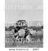Historical Photo of William F. Cody (Buffalo Bill) Riding Horseback with Native American Indian 1907 - Black and White Version by Al