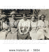 Historical Photo of Young Mill Worker Girls Taking a Break in 1913 by Al