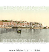 Historical Photochrom of a Boat at the North East Point of Heligoland, Germany by Al