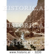 Historical Photochrom of a Bridge over a Stream, ElCantara, Algeria by Al