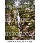 Historical Photochrom of a Bridge over the Aira Force Waterfall, Ullswater, Lake District, England, United Kingdom by Al