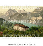 Historical Photochrom of a Building near Lake Lucerne by Al