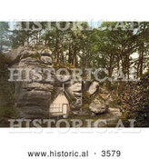 Historical Photochrom of a Building Nestled in the High Rocks in Tunbridge Wells Kent England UK by Al