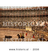 Historical Photochrom of a Bullfight in Barcelona by Al