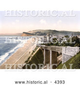 Historical Photochrom of a Coastal Bridge in Teignmouth, Devon, England, United Kingdom by Al
