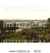Historical Photochrom of a Garden with a View on Lydney Forest of Dean Gloucestershire England UK by Al
