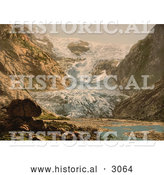 Historical Photochrom of a Glacier, Loen, Kjendalskronebrae, Nordfjord, Norway by Al