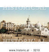 Historical Photochrom of a Government Place, Algiers, Algeria by Al