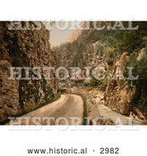 Historical Photochrom of a Horse Drawn Carriage on a Dirt Road, Norway by Al