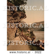 Historical Photochrom of a Horse Drawn Carriage on a Dirt Road, Norway by Al
