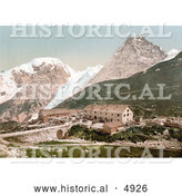 Historical Photochrom of a Hotel Building near Stilferjoch, Stilfer Joch, Franzenshohe, Tyrol, Austria by Al