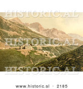 Historical Photochrom of a Hotel near Furka Pass in Switzerland by Al