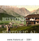Historical Photochrom of a House at Engelberg Valley by Al