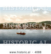 Historical Photochrom of a Man in a Rowboat in Bowness-on-Windermere Cumbria England UK by Al