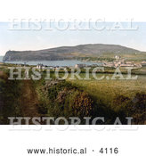 Historical Photochrom of a Man on a Path in Port Erin Isle of Man England by Al