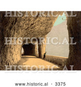 Historical Photochrom of a Person Viewing Lake Lucerne from a Tunnel by Al