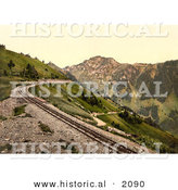 Historical Photochrom of a Railroad near Rochers De Naye Grand Hotel by Al