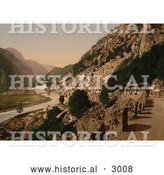 Historical Photochrom of a Road from Laatefos to Odde, Norway by Al