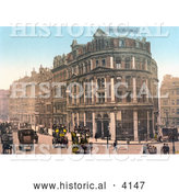 Historical Photochrom of a Street Scene on the Holborn Viaduct in London England by Al