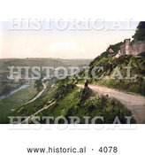 Historical Photochrom of a View from Castle Hill on the River Torridge and Torrington Devon England UK by Al