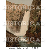 Historical Photochrom of a Waterfall, Vorinfos, Hardanger Fjord by Al