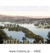 Historical Photochrom of Aerial View of Bowness on Windermere, Cumbria, Lake District, England by Al