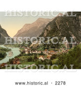 Historical Photochrom of Amsteg, Switzerland by Al