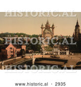 Historical Photochrom of an Art Institute on the Waterfront, Stockholm, Sweden by Al