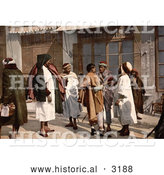 Historical Photochrom of Arab People Disputing on a Street, Algeria by Al