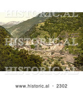 Historical Photochrom of Biaschina, St. Gotthard Railway, Switzerland by Al