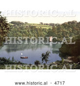 Historical Photochrom of Boat near the Tower on Old Mill Creek in Darmouth Devon England by Al