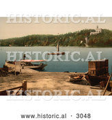 Historical Photochrom of Boats and People in Oscarshal by Al