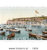 Historical Photochrom of Boats, Heligoland, Germany by Al