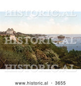 Historical Photochrom of Boats in the Harbor by the Pier in Southend-On-Sea Essex England UK by Al