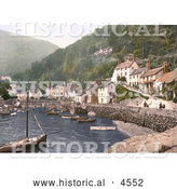 Historical Photochrom of Boats in the Harbour at Lynmouth Devon England by Al