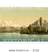 Historical Photochrom of Boats on Lake Thun, Switzerland by Al