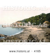 Historical Photochrom of Boats on the Shore in Babbacombe Torquay Torbay Devon England UK by Al